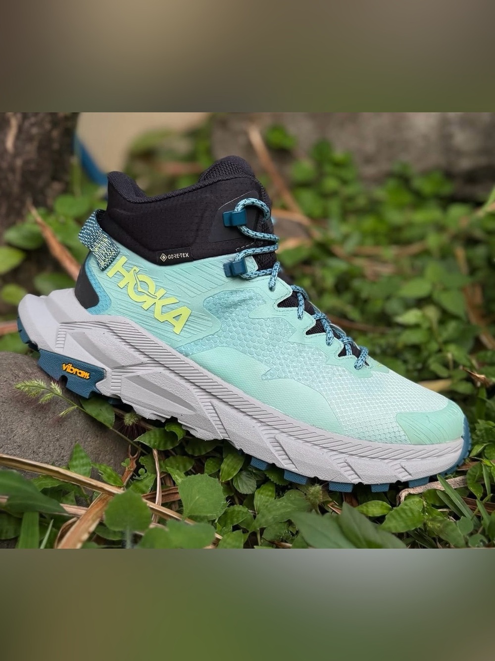 Hoka Trail code GTX women size 7 Shoe in Mint, Black and Yellow